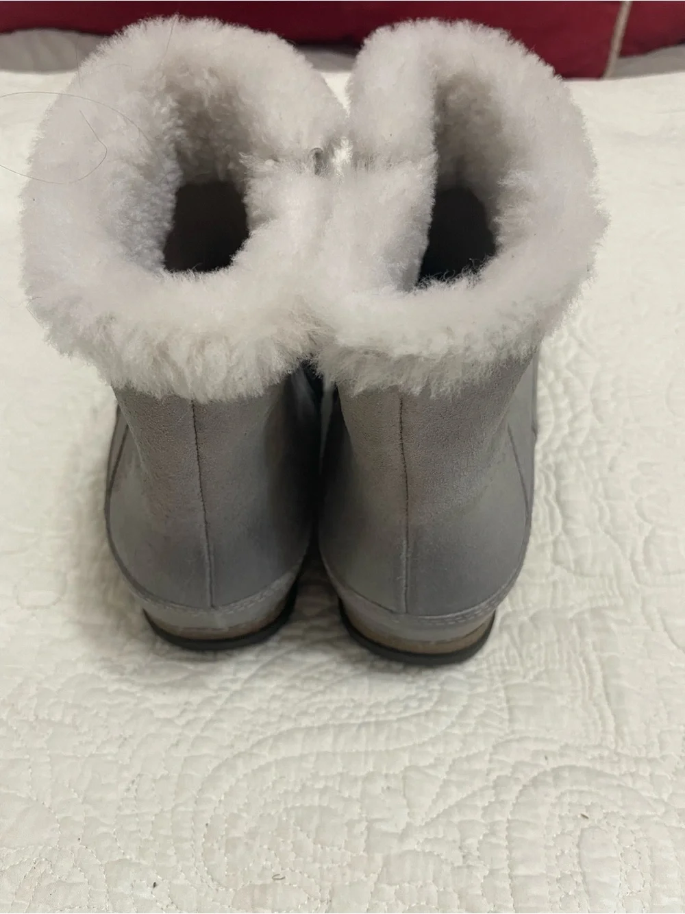 Dansko Gray Suede Ankle Boots with Shearling Collar -Size 38